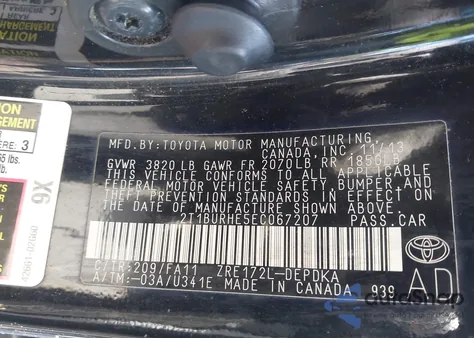 2014 Toyota Corolla L из США, поврежденный, VIN 2T1BURHE5EC067207